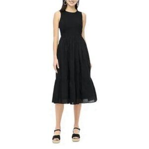 J. Crew Smocked Midi Dress Black Size S